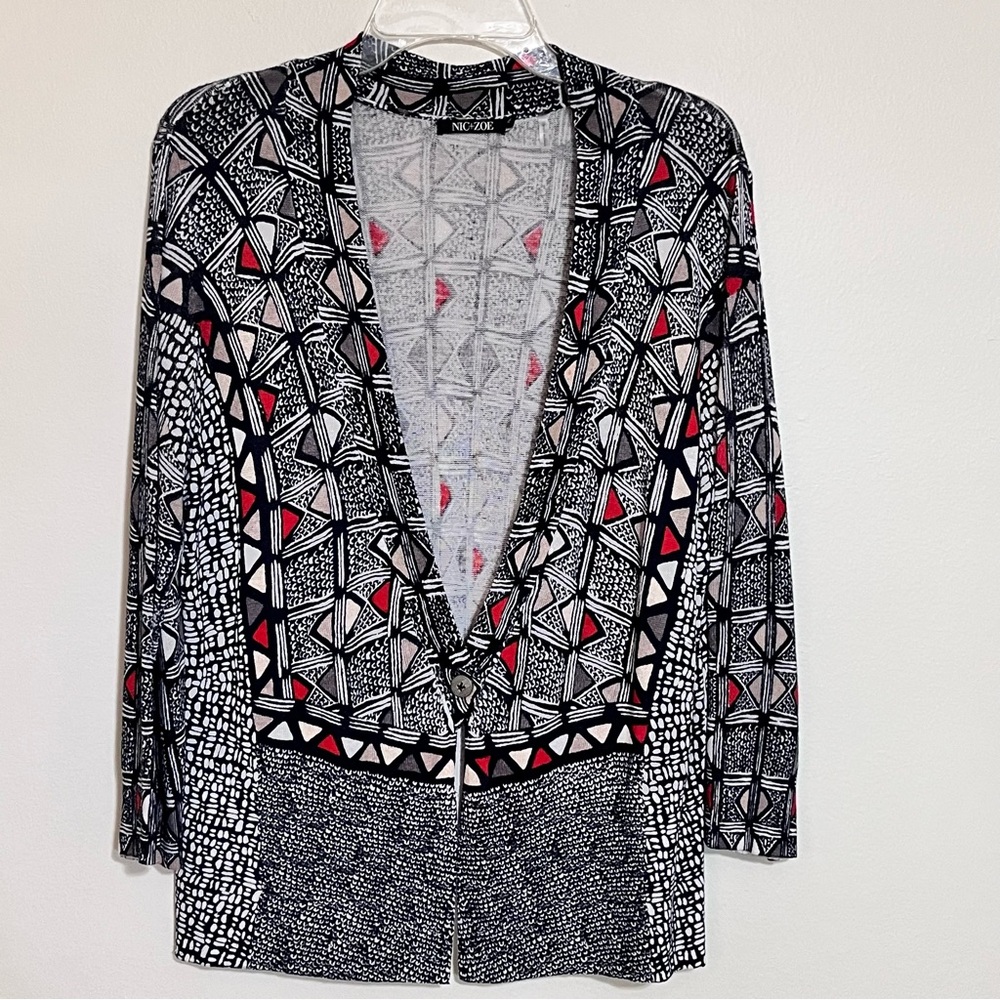 EUC Nic + Zoe Navy & Orange Cardigan Size XL